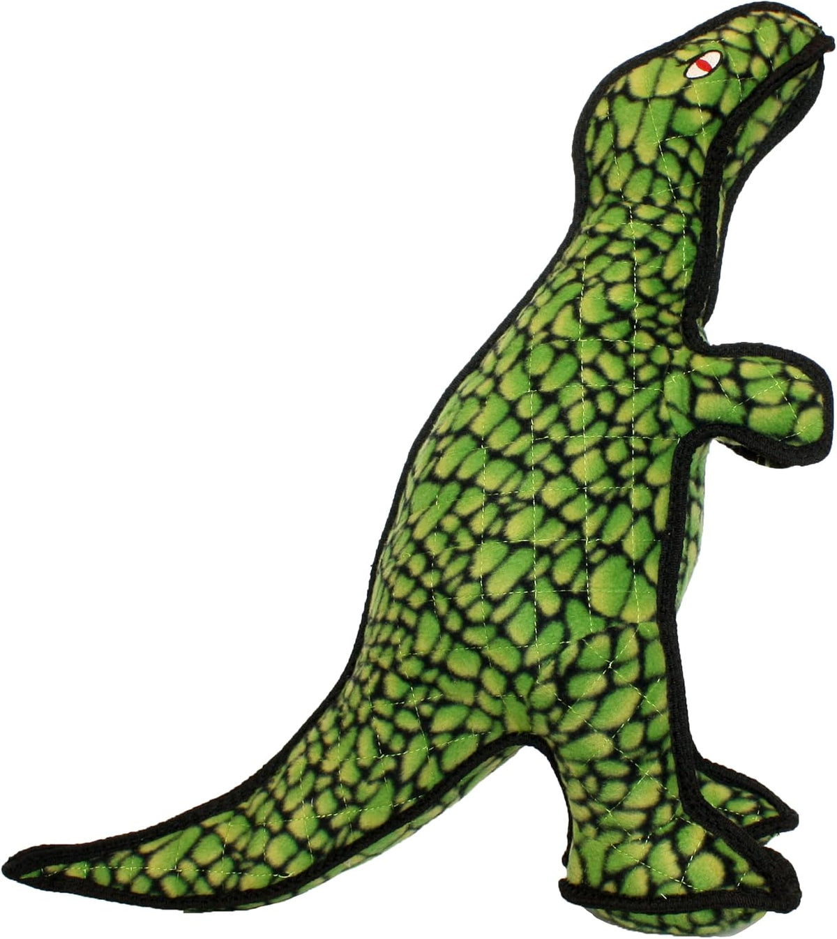 Large red plush dinosaur dog toy with reinforced stitched seams – view 5