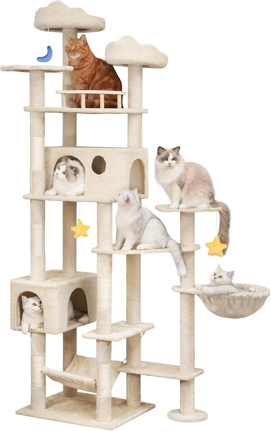 79 inch black multi-level cat tree with condos and hammocks – view 4