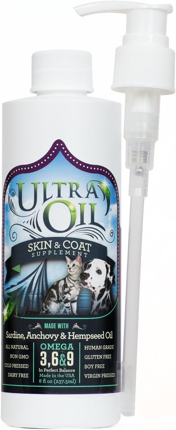 128 oz pump bottle of skin and coat oil supplement for dogs and cats – view 3