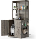 Tall 71 inch litter box enclosure cabinet with storage shelves and magnetic doors