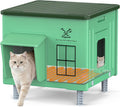 Grey insulated heated outdoor cat house with escape door – view 9