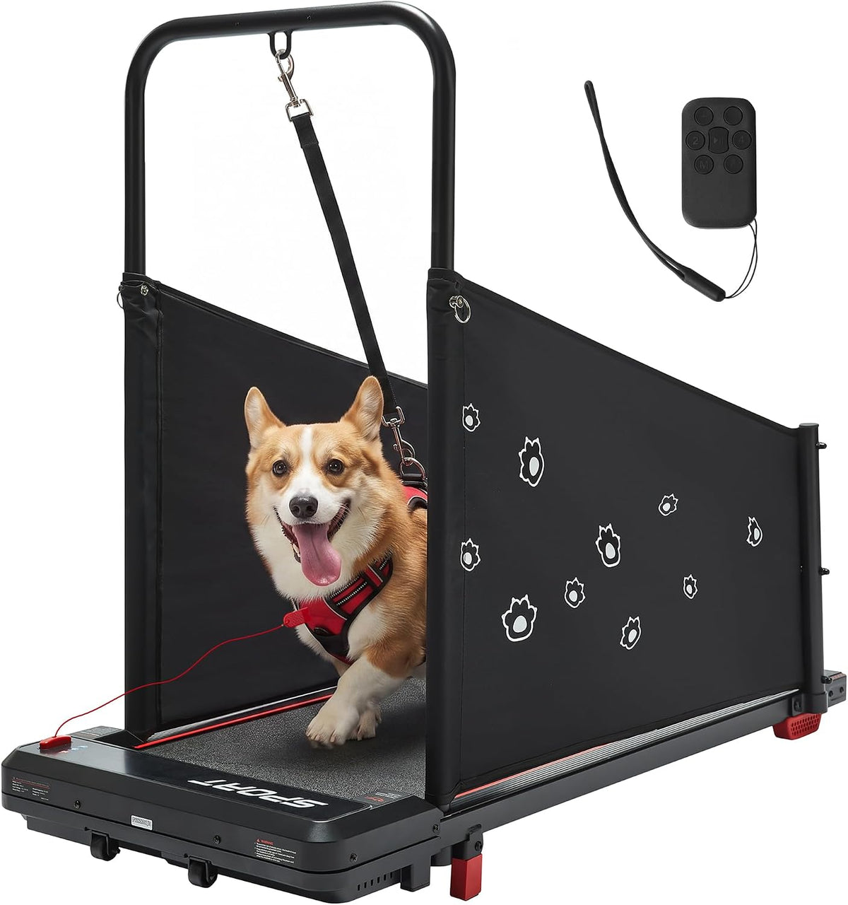Compact indoor dog running machine with side panels
