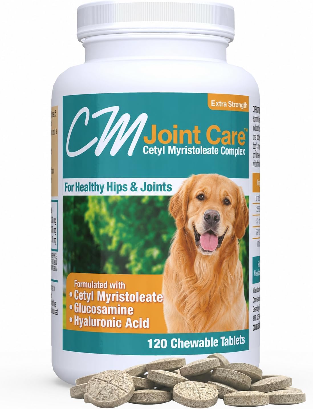 Bottle of cetyl myristoleate hip and joint chewable tablets for dogs – view 2