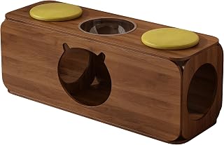 Cat House Shoe Bench with Pet Tunnel and Cushion, Walnut