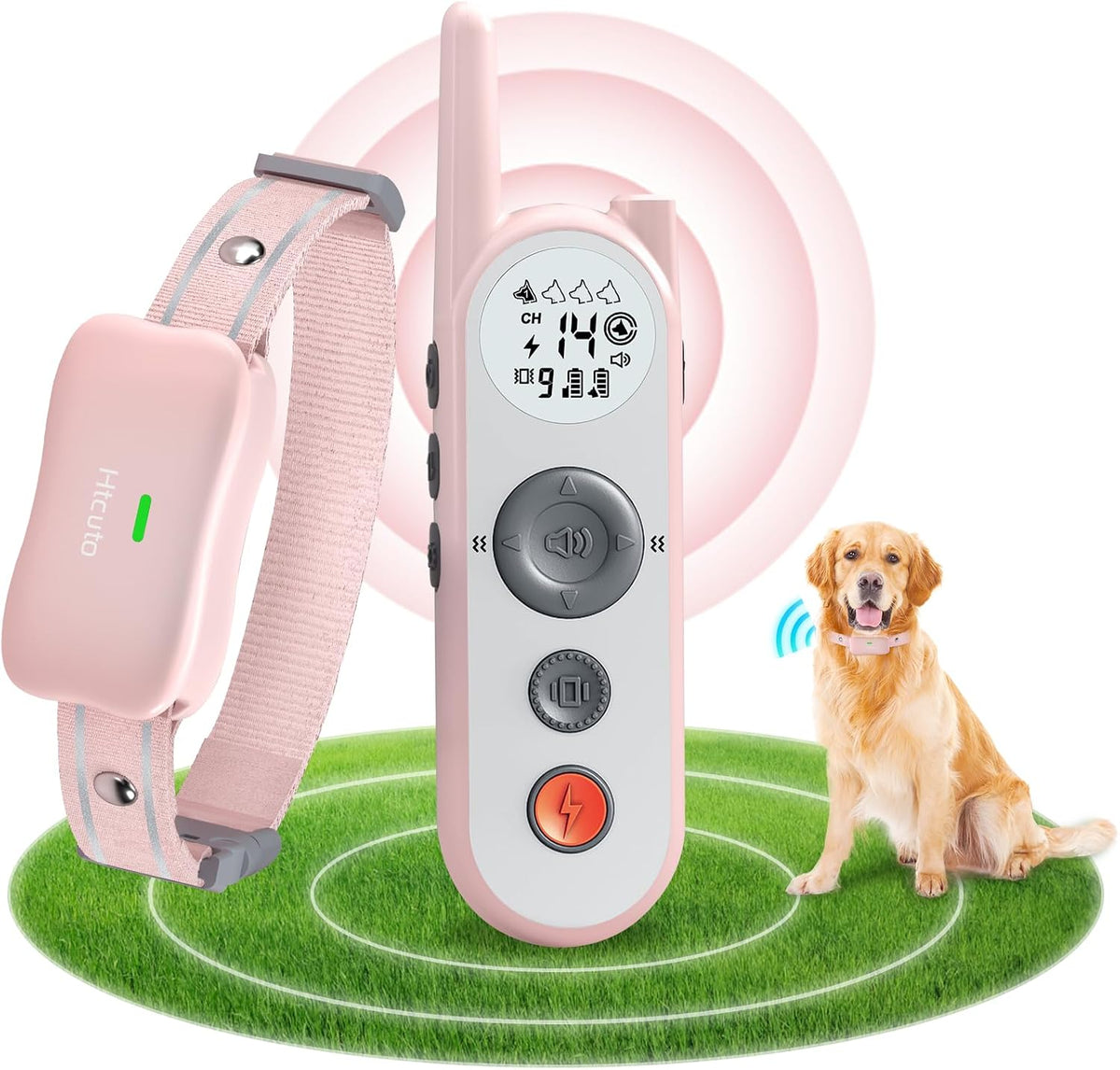 Wireless dog fence remote with two waterproof training collars – view 2