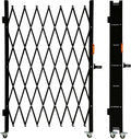 Lockable folding scissor security gate on swivel casters