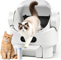 White open top self-cleaning cat litter box