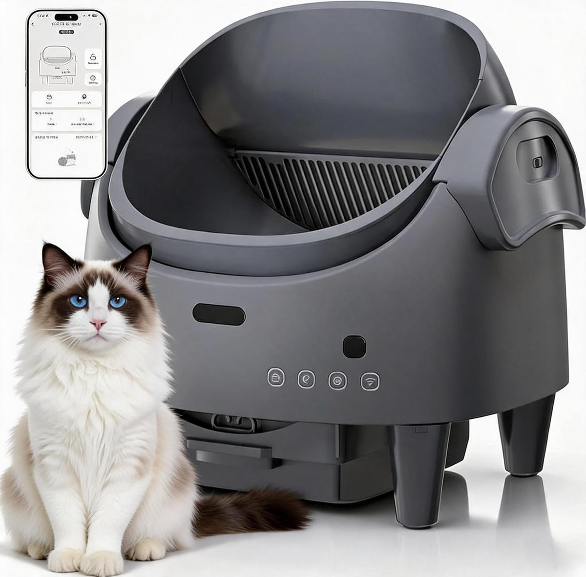 Coffee color open top automatic cat litter box – view 2