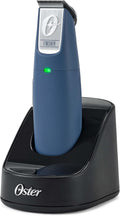 Blue cordless pet finishing trimmer with stainless steel accents