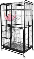 53.5-Inch 4-Tier Foldable Iron Cat Cage Crate with Wheels