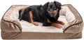 Granite gray XXL cooling gel sofa dog bed with plush bolsters – view 6