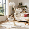 Beige 66.5 inch cat tree with hammock and plush perches