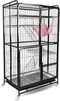 53.5 Inch 4-Tier Foldable Cat Cage with Metal Wire Frame and Wheels