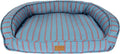 Medium striped lounger dog bed with raised edge