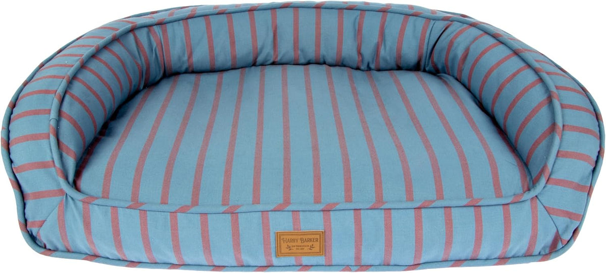 Medium striped lounger dog bed with raised edge