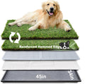 Artificial grass dog potty pad set in a tray with grate