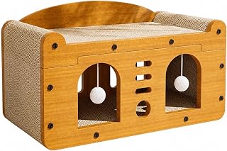 Corrugated Cat Scratcher House, Textured Two-Level, Scratching Panels, 45x26x30 cm