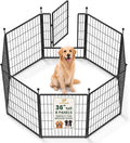 Black 24 inch metal dog playpen with ball-top posts on grass – view 3