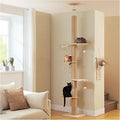 Floor to Ceiling Cat Tree, Adjustable Height 79-103 Inch, Wooden Cat Tower