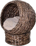 Handwoven Elevated Cat Bed with Soft Cushion, Egg Chair Shape