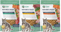 Three bags of cat food in poultry, fish and beef flavors