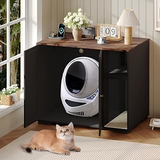 Large Litter Box Robot Enclosure Cabinet with Built-In Power Hub
