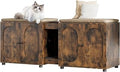 55.1-Inch Wooden Double Cat Litter Box Enclosure, Hidden Cat Litter with Pad
