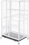 4-Tier Metal Wire Cat Cage, Foldable, with Wheels
