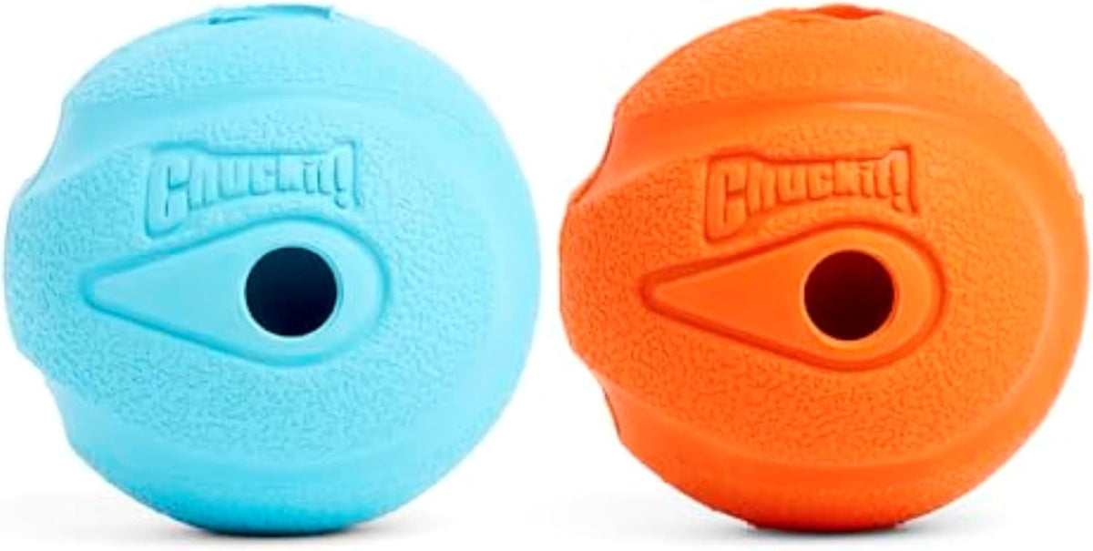 Multicolor rubber whistling fetch balls with sound holes – view 2