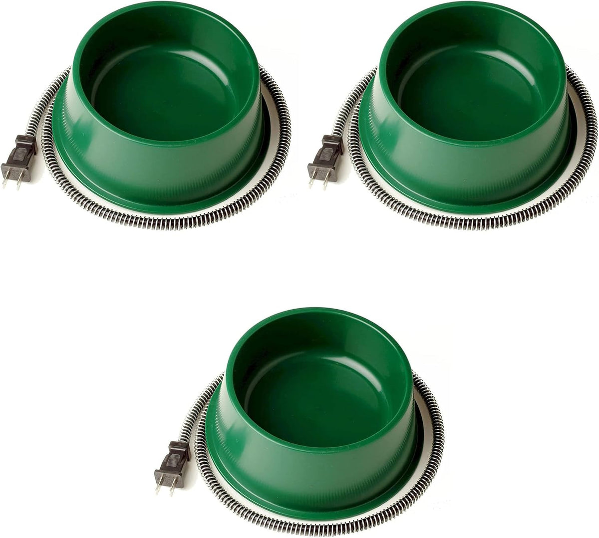 Green 1.5 gallon heated pet water bowl with protected power cord – view 3