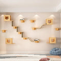 Wall-mounted cat shelves with condos, bridge ladders and sisal posts – view 2