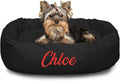 Blue donut-shaped bagel dog bed with personalized name, X-Large 52 x 35 x 11 in – view 17