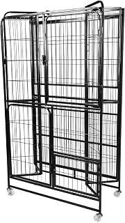 4-Tier Foldable Metal Cat Cage with Wheels, 53.5 Inch