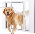 Aluminum window dog door insert with extra large flap in a sliding window