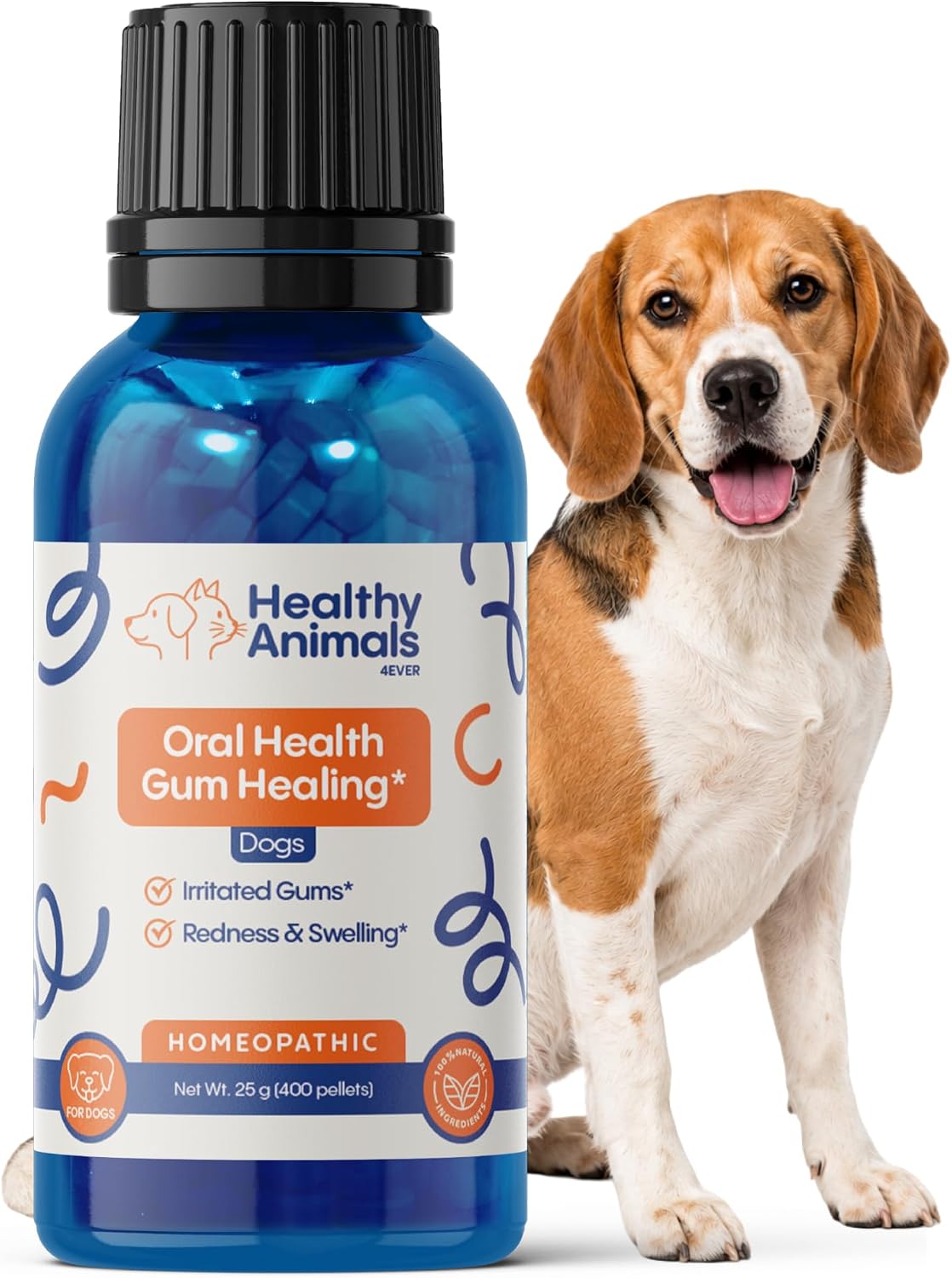 Kennel size container of natural oral care tablets for dogs – view 2