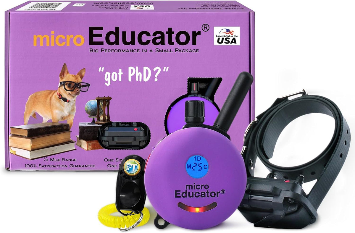 Remote dog training e-collar with handheld transmitter and waterproof receiver