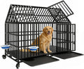 54 inch heavy duty steel dog crate with double doors and swivel wheels