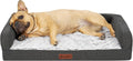 Nutmeg faux fur sofa dog bed with faux linen bolsters – view 2