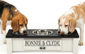 Farmhouse wood triple bowl dog feeding station with storage – view 2