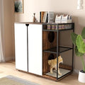 Cat Litter Box Enclosure for 2 Cats, Hidden Furniture with Storage and Scratch Mat, Brown