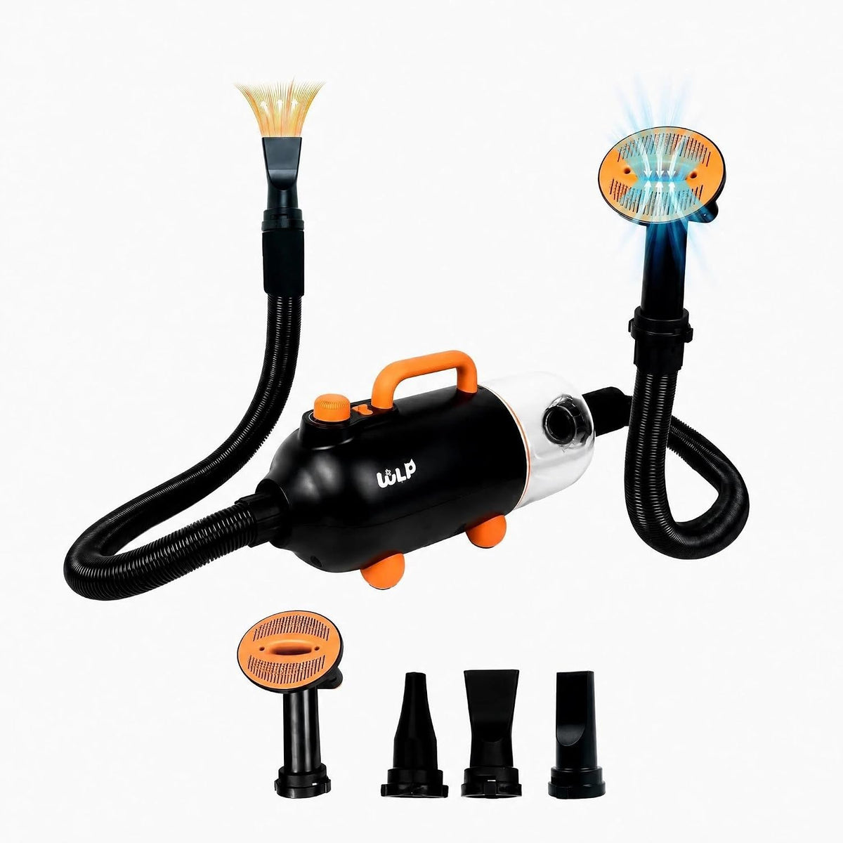 Pet grooming vacuum and dryer unit with hose and clipper attachments – view 2