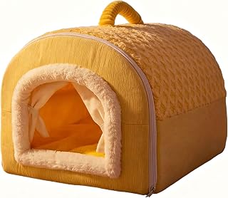 Cat Bed House with Carry Handle, Soft Pet Sleeping House for Small Dogs, Style B, 75 x 50 x 50 cm