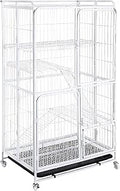 4-Tier Cat Cage with Lockable Wheels and Pull-Out Tray