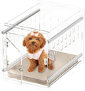 Clear acrylic pet crate end table with lockable door