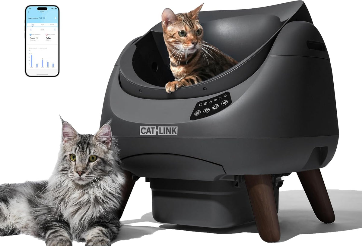 Grey large open-top automatic litter box