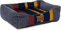 Blue striped berber bolster dog bed with four raised sides – view 4