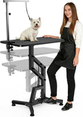 Black 31 inch hydraulic dog grooming table with adjustable arm