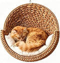 Wall Mounted Cat Bed with Cushion, Hanging Cat Hammock, Natural, Set of 3