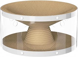 Cardboard Cat Scratcher with Transparent Case, Multi-Level Design and Tunnel, Scratch-Resistant, Comfortable, Style B