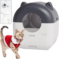 Automatic Self-Cleaning Cat Litter Box with App Control, Open-Top Design, 10.5L Waste Bin, Gray